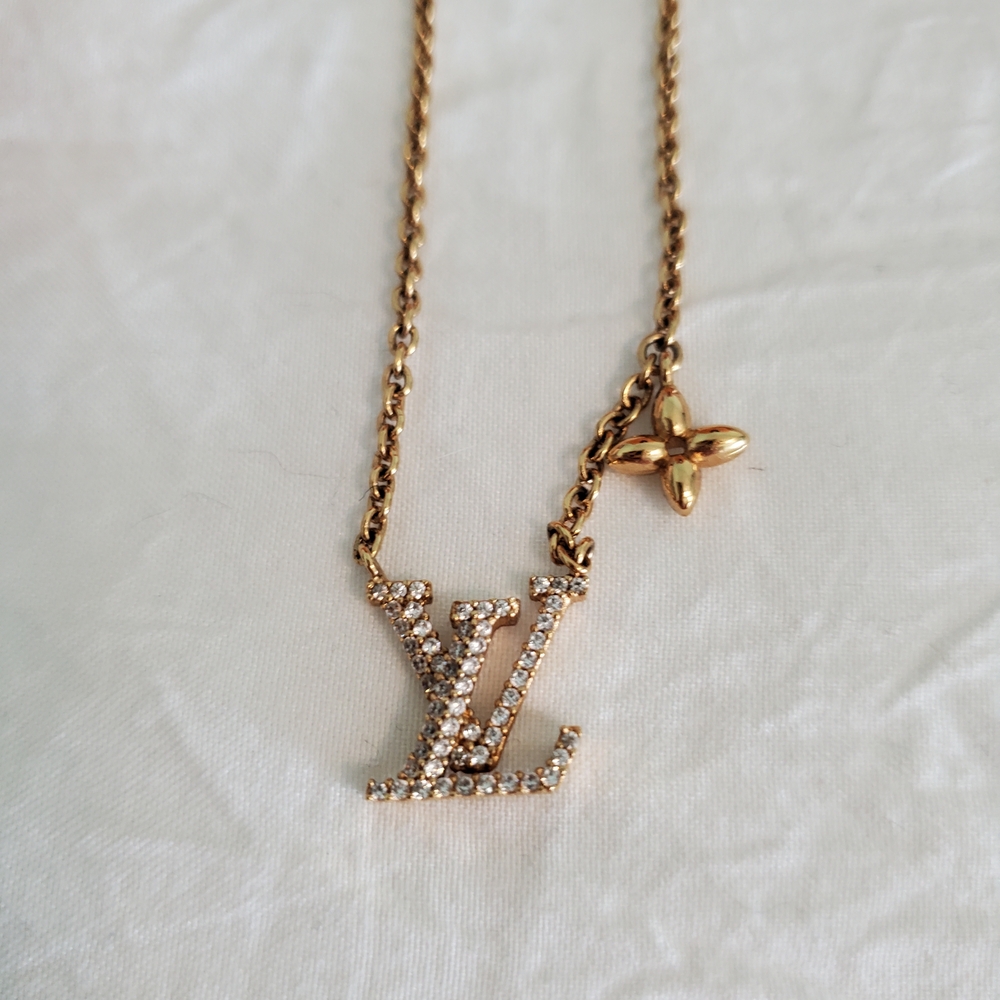 Louis Vuitton Gold Necklace with Crystal Details
